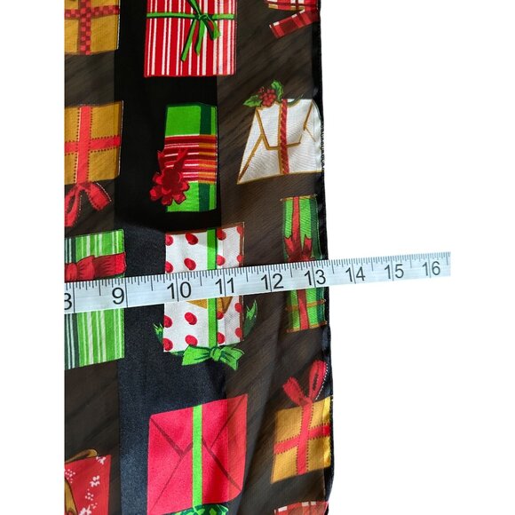 Holiday Gift Box Print Infinity Scarf 60"x13" Lightweight Sheer Satin Shawl - Picture 7 of 10